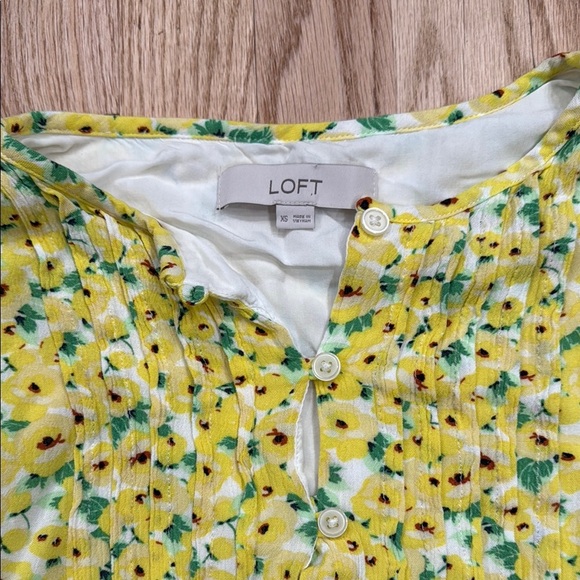 Loft Yellow Floral Mini Dress/Tunic Top - Picture 2 of 6